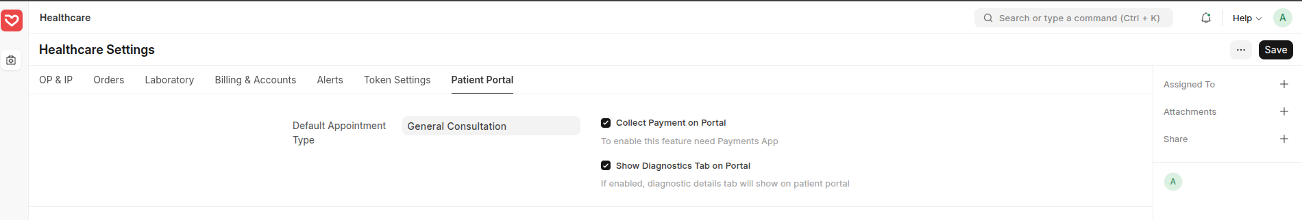 Patient Portal Settings
