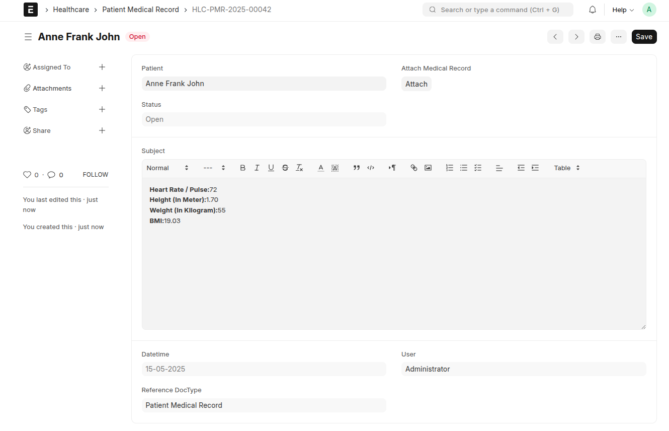 Patient Medical Record
